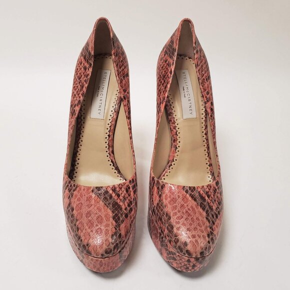 STELLA MCCARTNEY SHOES FAUX SNAKEPRINT LEATHER PLATFORM HIGH HEEL IT 41 US 11 - Picture 3 of 12